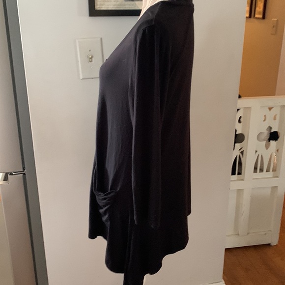 LOGO Longsleeve V-neck tunic black top - Picture 3 of 4